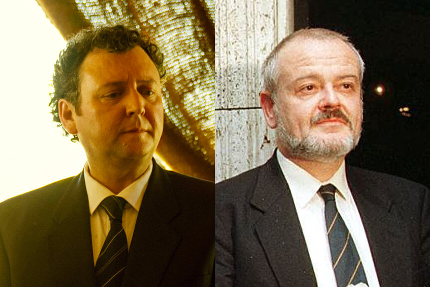 A side-by-side comparison of John Wark as Robert Black in Lockerbie and the real Robert Black.